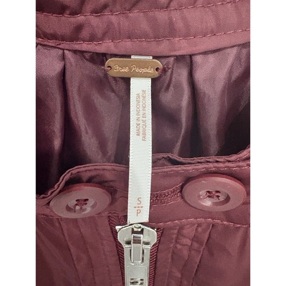 Free People Midnight Bomber Jacket Burgundy Size Small Pockets Cropped - Picture 4 of 5